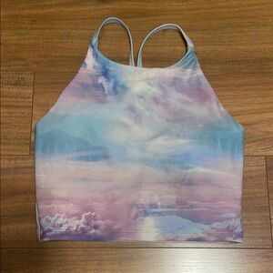 Old Navy Pink and Blue Fitted Crop Tank Top